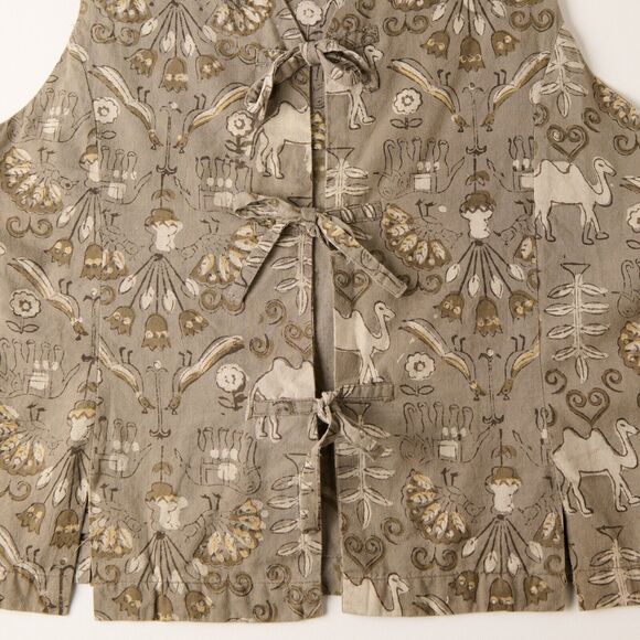 Vtg White Cloud Womens Vest Animal Print Boho‎ Artsy Art Bohemian Folk Indie - Picture 5 of 7